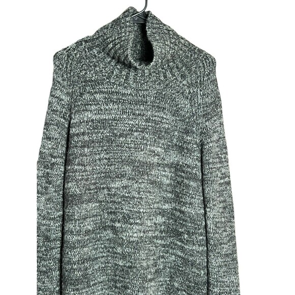 Zara Twisted Midi Knit Sweater Dress Wool Blend Mock Neck Long Sleeve Gray Sz L - Picture 2 of 12